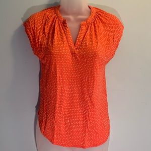 LUCKY BRAND Orange Patterned Capped Sleeve T-shirt Size XS GUC
